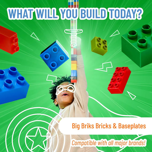 Strictly Briks Large Building Blocks Set for Kids - 108 Pieces in Blue, Green, Red, Yellow