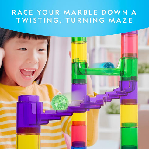 NATIONAL GEOGRAPHIC Glowing Marble Run – 115 Piece Construction Set with 25 Glow in The Dark Marbles