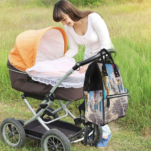 KHIRY Backpack Mummy Backpack Diaper Bag Nappy Baby Bag Black and white tiger Multifunction Changing Bags for Travel