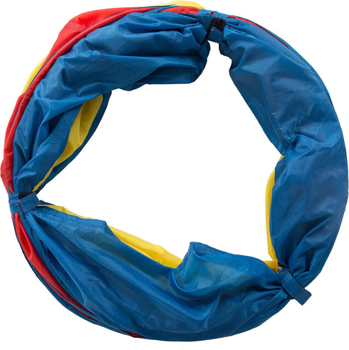 Pacific Play Tents Kids Find Me Multi Color 6 Foot Crawl Tunnel - Red, Yellow & Blue, 6'L x 19"T