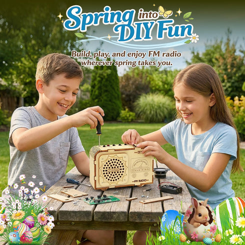 Nautydaddy 8-13, 3D 8-12+ FM Radio Kit, STEM Toys for Ages DIY Wooden Puzzle to Build a Working FM Radio, Educational