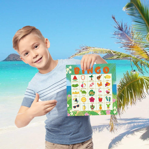 WATINC 41pcs Hawaiian Bingo Game - Tropical Summer Party Supplies with 24 Players & Luau Party Favors