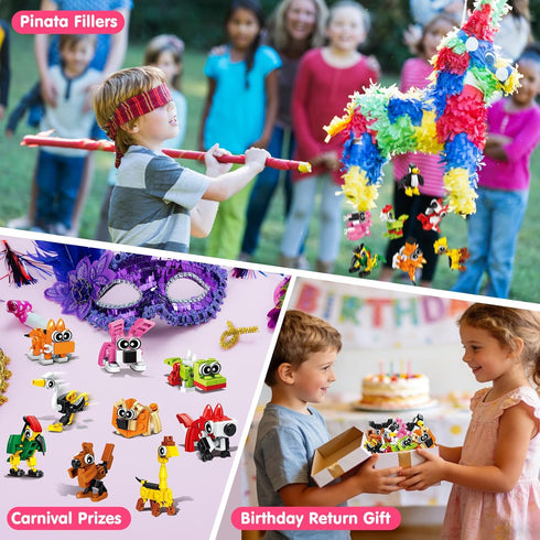 20PCS 4-8 8-12 Mini Animal Building Blocks Party Favors for Kids Birthday Goodie Bag Stuffers Classroom Treasure Box