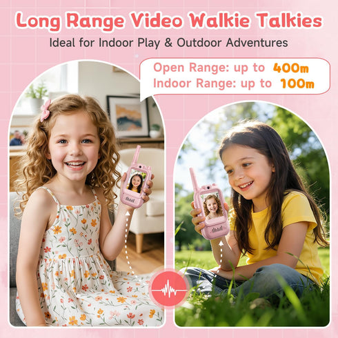 MINIBEAR 3-12, 2 Pack Video Walkie Talkies for Kids Ages Rechargeable Video Intercom Toys with Camera, Indoor Outdoor