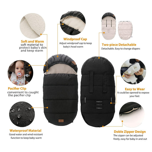 LAT Baby Universal Bunting Bag - Waterproof Toddler Footmuff for Cold Weather