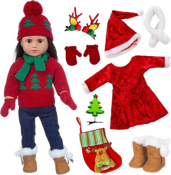 Ebuddy Doll Clothes & Accessories - Christmas Santa Costume Set for 17