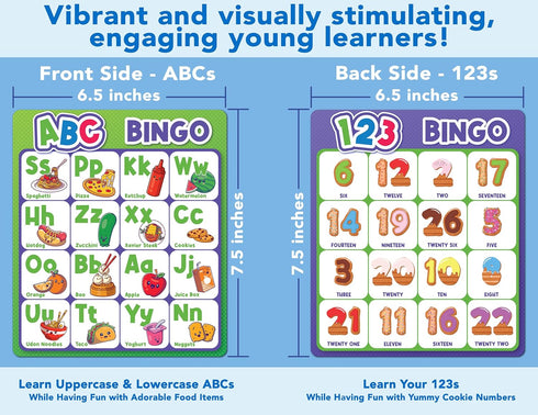 Party Hearty Alphabet and Number Bingo Board Game - ABC and 123 for Kindergarten and Preschool Kids