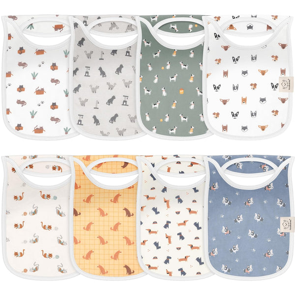 KeaBabies 8-Pack Bibs for Baby Girl, Boy - Pullover Large Baby Bibs