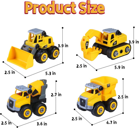 YIDESTARS Kit,2.2lbs W/4 Trucks,1 Sandbox,8 Signs,8 2-8 Play Construction Sand Magic Sand Large Take Apart Construction