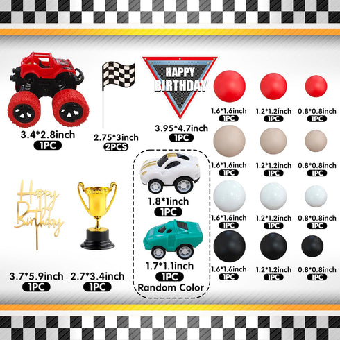 DRWATE 20 1) PCS Truck Cake Toppers Truck Cake Decorations Hot Red Ball Race Car Flame Blaze Wheel Cake Toppers