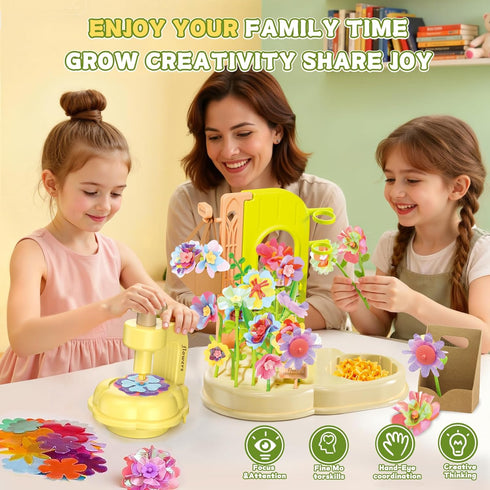 JoySpark Toys 150PCS 3-12 Fabric Flower Bouquets Toys DIY Flower Making Kit for Kids Ages Arts & Crafts Flower Crafts