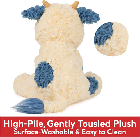GUND Cozys Collection Cow, Stuffed Animal Plush Toy for Ages 1 and Up, Cream/Blue, 10”