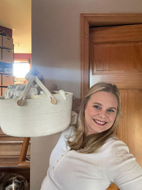 2-Layer Diaper Caddy Hanging Organizer, Detachable Versatile Handles Storage Nursery Hanging Basket for Stroller, Crib