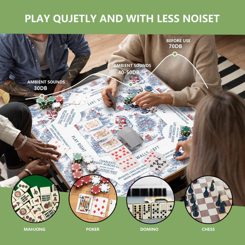 LZYRF 31.5 31.5 Red and Blue Chinoiserie Christmas Mahjong Mat x in, Grandmillennial Christmas Tree Santa Anti Slip