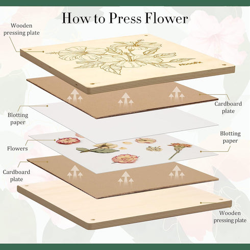 11"x11" 10 Aboofx Flower Press Kit, Craft Kits Layers Wooden Flower Pressing Kit for Crafts Pressed Flowers & Plant