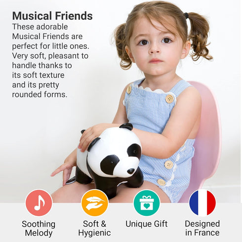 Little Big Friends Musical Friends - Pull String Cord Musical Toy for Baby, Easy to Clean, Luca The Panda