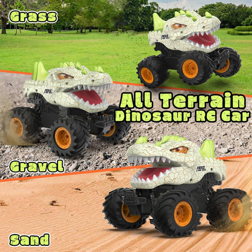 2.4GHz 1:24 6-12, Dinosaur Remote Control Car RC Monster Truck Scale RC Car with LED Lights & Movable Mouth