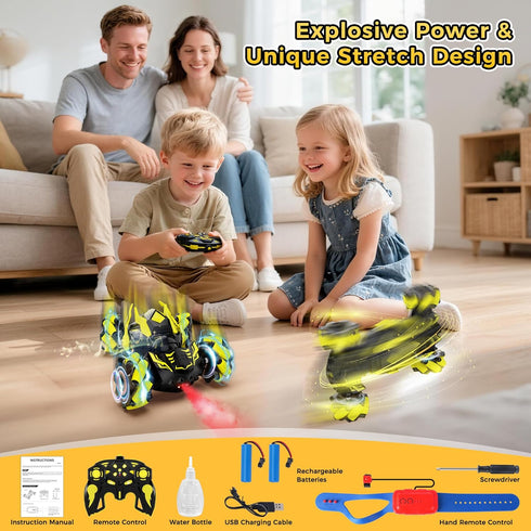 6-12 2.4GHz 4WD 360 6-12 Gesture Sensing RC Stunt Car, Toys for Years Old Boys, Hand Controlled Remote Controlled Car