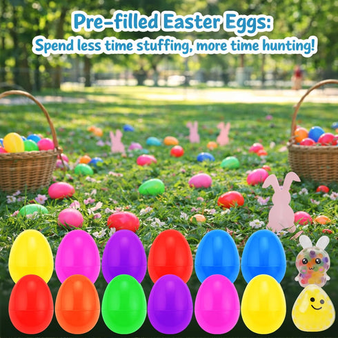 Mljsh 12 Pack Prefilled Easter Eggs with Squeeze Toys Inside, Easter Basket Stuffers Easter Egg Fillers, Gift Exchange