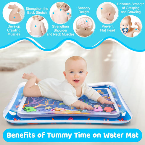 Inflatable Tummy Time Water Mat - Baby Play Mat for Infants and Toddlers 3 to 12 Months - Developmental Toy