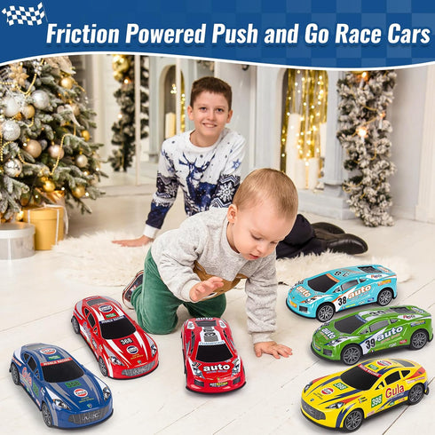 YEQOIZ 7 Inch 3 4 5 6 7 8 6Pack Race Toy Cars for Toddler Boys Girls Friction Powered Trucks for Kids Ages Years Old