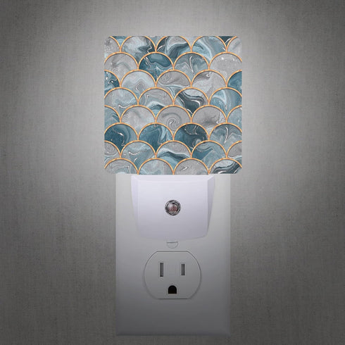 Smoaffly Mermaid Fish Scales Marble Night Light Plug-in LED Nightlights Auto Sensor Night Lamp Dusk-to-Dawn Lamp Home