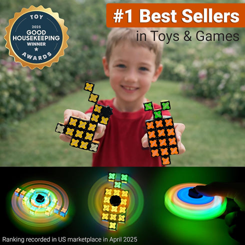 16 3in1 2-Pack TOSY Magnet Fidget Spinner Glow - Blocks, Toy: Transformable Fidget Spinner, Infinity/Puzzle Cube