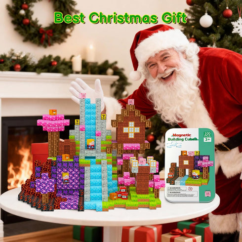100 Set 3 4 5 6 7 8 9 10 11 12 Magnetic Blocks Travel Magnetic Building Blocks Cubes - PCS Tin Box Magnet Toys STEM