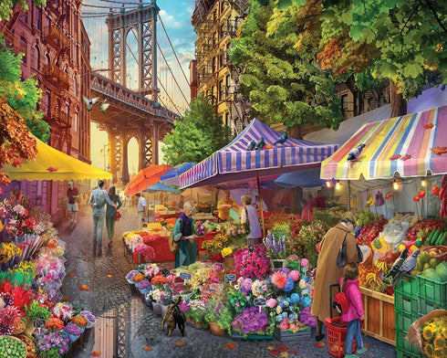 White Mountain Puzzles - Flower Market - 1000 Piece Jigsaw Puzzle for Adults