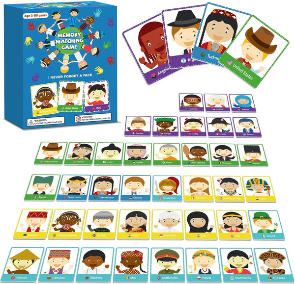 gisgfim 50 Pairs Memory Matching Game, Never Forget a Face Concentration Games