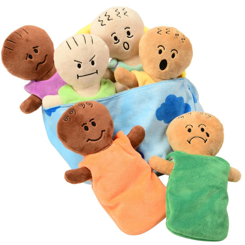 Constructive Playthings 6-Piece Expression Plush Baby Dolls Set for Social Emotional Learning,