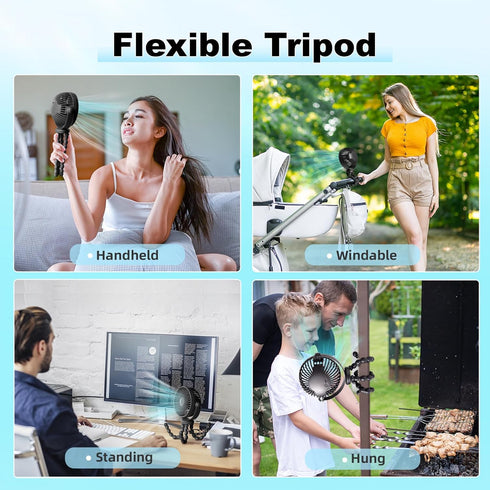 Portable Fan with 20H Battery, Small Clip-On, 360° Rotate, 4000mAh USB Cooling Fan for Travel, Camping, Crib