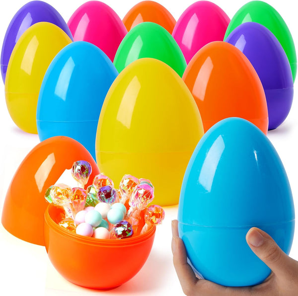 JOYIN 24 Pcs Large Plastic Easter Eggs, 6 Inches Colorful Jumbo Eggs