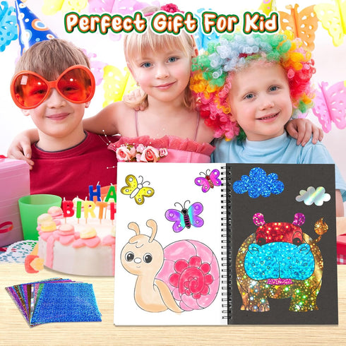 Foil Fun Animal DIY Art Kits, No Mess Creative Drawing Game for Kids Birthday Gifts and Crafts