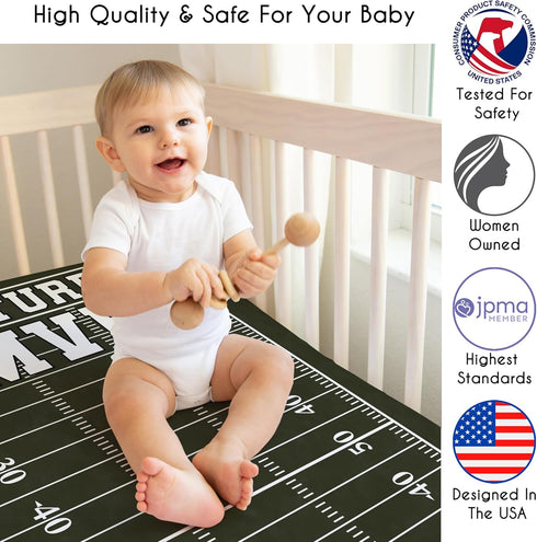 Sweet Jojo Designs Fitted Baby Crib Sheets (Football Sports) for Boys, Infant Nursery, Toddler Room - Standard Size