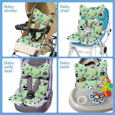 Breathable3D Baby Seat Pad Liner for StrollerSoft and Air Mesh Cotton Universal Baby Stroller Cushion(Green Panda)