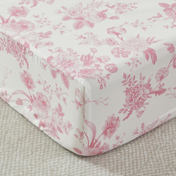Brandream Organic Crib Fitted Sheets for Baby Girls, Grandmillennial Fitted Crib Sheet