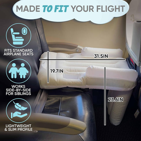 Toddler Airplane Bed - Inflatable Baby Airplane Bed for Toddler with Safety Belt, Travel Bag, Air Pump, Fast-Inflating