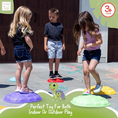 Hapinest Turtle Balance Stepping Stones for Kids, Indoor Outdoor Obstacle Course Coordination Game, Sensory Play