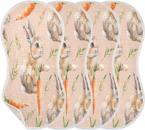 YETTASBIN Cute Bunny Muslin Baby Burp Cloth, Super Soft Absorbent Cotton Burp Rag Baby Bibs Feeding Cloth for Newborn