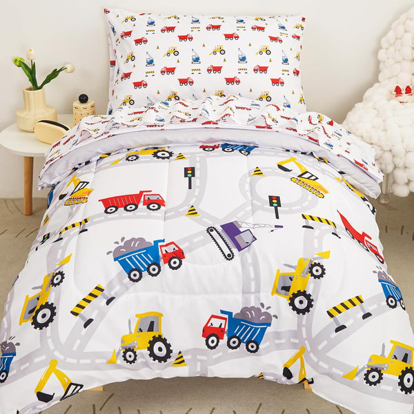 Viviland Boys Car Toddler Comforter Sets, Soft Toddler Bedding Set, Microfiber Toddler