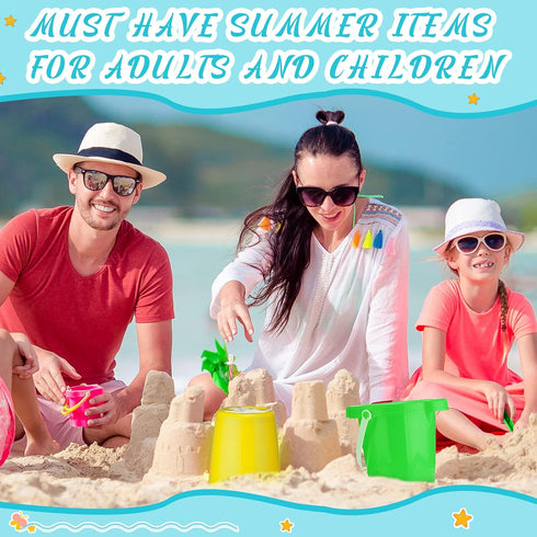 24 Pcs 7.5 Inch Beach Buckets and Shovels, Large Plastic Sand Pails for Boys and Girls Beach Toys Summer Party Favors