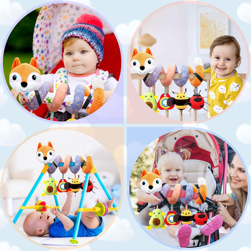 Car Seat Toys for Newborns, Stroller Toys for 0-6 Months with Music Rattles and Teether for Boys Girls