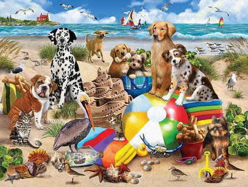 White Mountain Puzzles - Beach Buddies - 500 Piece Jigsaw Puzzle