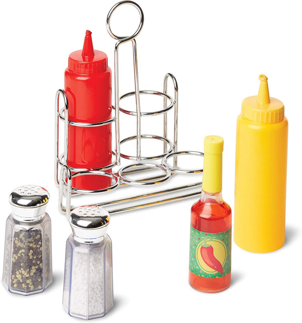 Melissa & Doug 6-Piece Condiments, Play Food Set with Kids Play Kitchen