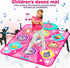 5 3-10 Kusntin Dance Mat, Dance Mixer Rhythm Step Play Mat, Pink Dance Pad with LED Lights, Adjustable Volume, Built
