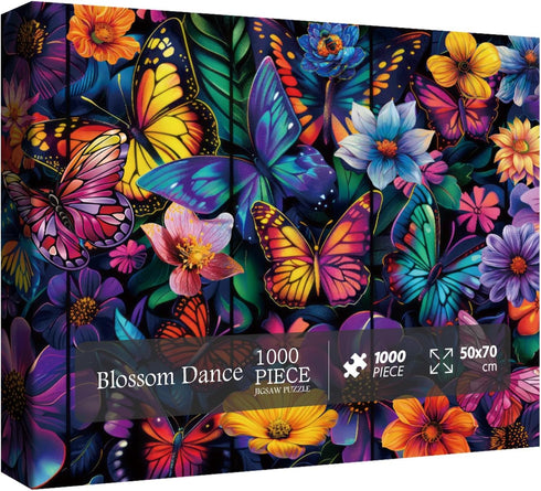 Flower Butterfly Puzzle for Adults 1000 Pieces, Colorful Nature Floral Jigsaw Puzzles, Spring Garden Plant