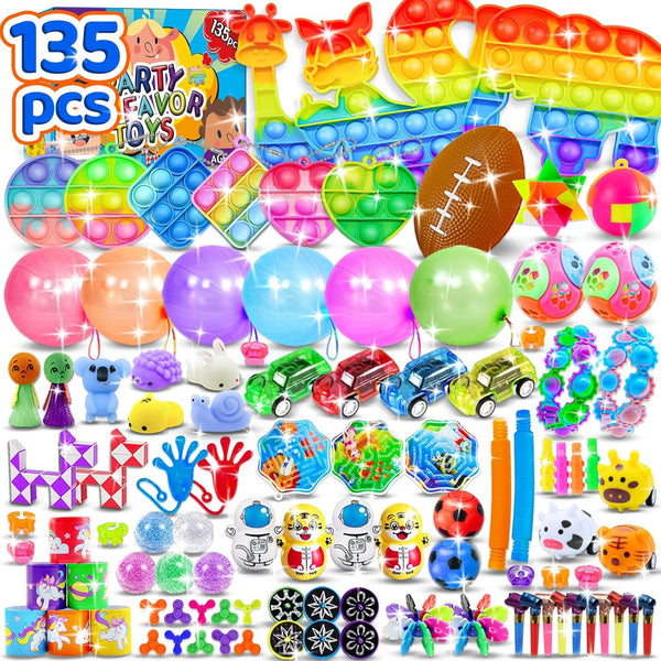 Erosbon 135pcs Party Favors for Kids 3-5 4-8-12, Fidget Toys Easter Eggs Fillers