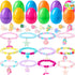 JOYIN 12 Pack Prefilled Easter Eggs with Jewelry Toys Inside, Beads Bracelets and Rings for Kids Egg Hunt, Girls Party