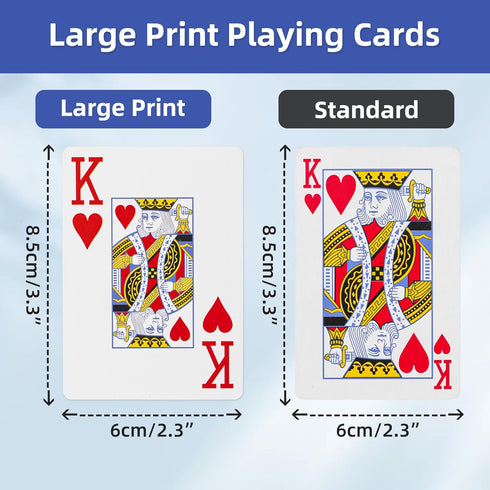 6 Pack, Fanwer Large Print Playing Cards Deck of Cards for Seniors, Vision Impaired, Low Vision Crowd, Poker Playing